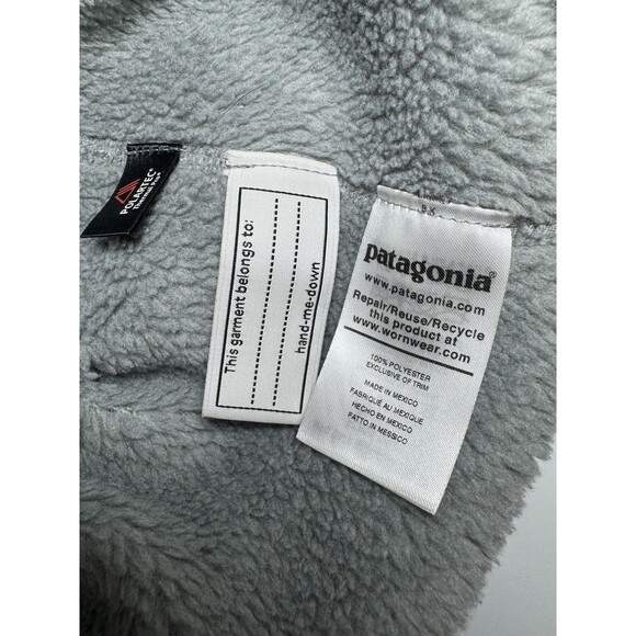 Girl's Patagonia Gray Polartec Fleece Pullover Pockets Snap Long-Sleeve - 12 - Picture 13 of 15